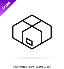 Black line Carton cardboard box icon isolated on white background. Box, package, parcel sign. Delivery and packaging.  Vector