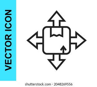Black line Carton cardboard box icon isolated on white background. Box, package, parcel sign. Delivery and packaging.  Vector