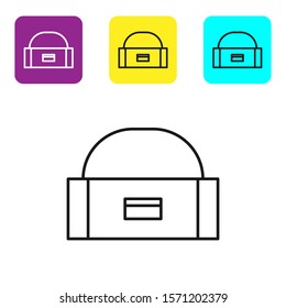 Black line Case or box container for wobbler and gear fishing equipment icon isolated on white background. Fishing tackle. Set icons colorful square buttons. Vector Illustration