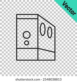 Black line Case of computer icon isolated on transparent background. Computer server. Workstation.  Vector