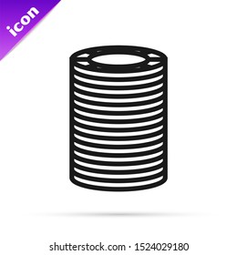 Black line Casino chips icon isolated on white background. Casino gambling.  Vector Illustration