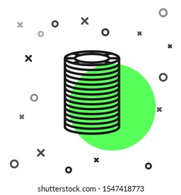 Black line Casino chips icon isolated on white background. Casino gambling.  Vector Illustration