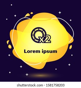 Black line Casino chips icon isolated on blue background. Casino gambling. Abstract banner with liquid shapes. Vector Illustration