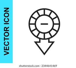 Black line Casino chips icon isolated on white background. Casino gambling.  Vector