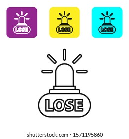 Black line Casino losing icon isolated on white background. Set icons colorful square buttons. Vector Illustration