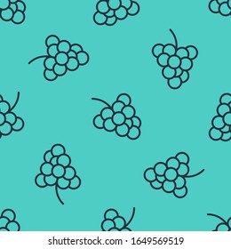 Black line Casino slot machine with grape symbol icon isolated seamless pattern on green background. Gambling games.  Vector Illustration