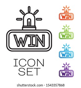Black line Casino win icon isolated on white background. Set icons colorful. Vector Illustration