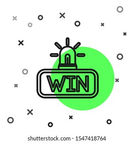 Black line Casino win icon isolated on white background.  Vector Illustration