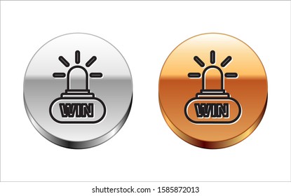 Black line Casino win icon isolated on white background. Silver-gold circle button. Vector Illustration