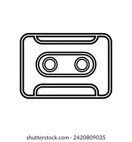 Black line cassette tape music vintage icon outline vector design