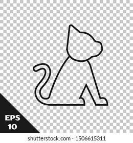 Black line Cat icon isolated on transparent background.  Vector Illustration