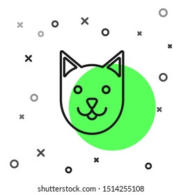 Black line Cat icon isolated on white background.  Vector Illustration