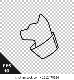 Black line Cat icon isolated on transparent background.  Vector Illustration