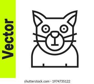 Black line Cat icon isolated on white background. Animal symbol. Happy Halloween party.  Vector