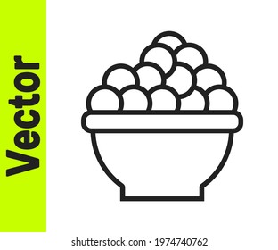 Black line Caviar icon isolated on white background.  Vector