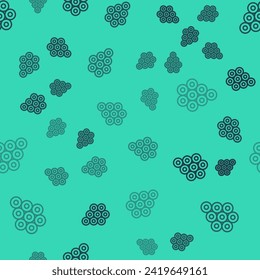 Black line Caviar icon isolated seamless pattern on green background.  Vector