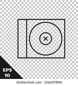 Black line CD or DVD disk icon isolated on transparent background. Compact disc sign.  Vector Illustration