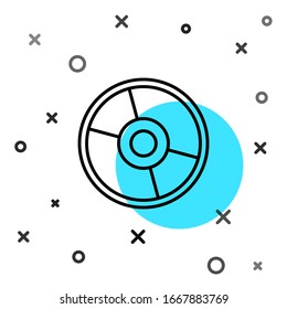 Black line CD or DVD disk icon isolated on white background. Compact disc sign. Random dynamic shapes. Vector Illustration