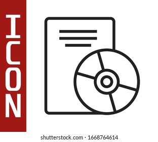 Schwarze Linie, CD oder DVD, Symbol einzeln auf weißem Hintergrund. Kompaktes Festplattenzeichen. Vektorillustration-Illustration