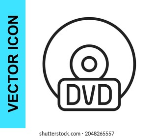 Icono de disco de CD o DVD de línea negra aislado en fondo blanco. Firma de disco compacto.  Vector