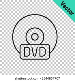 Schwarzes CD- oder DVD-Symbol einzeln auf transparentem Hintergrund. CD-Zeichen.  Vektorgrafik