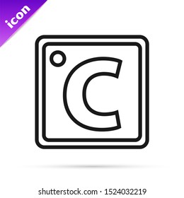 Black line Celsius icon isolated on white background.  Vector Illustration