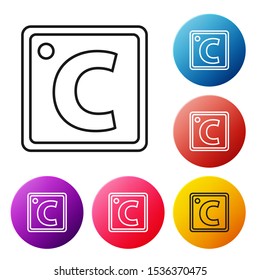 Black line Celsius icon isolated on white background. Set icons colorful circle buttons. Vector Illustration