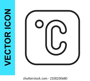 Black line Celsius icon isolated on white background.  Vector