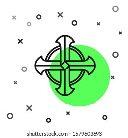Black line Celtic cross icon isolated on white background. Happy Saint Patricks day.  Vector Illustration