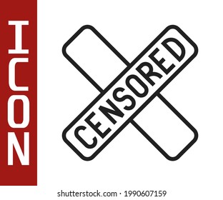 Black line Censored stamp icon isolated on white background.  Vector