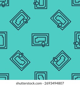 Icono de Plantilla de certificado de línea negra aislado sin patrón sobre fondo verde. Conceptos de logro, premio, título, subvención, diploma.  Ilustración vectorial