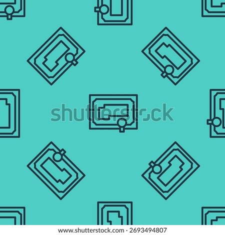 Black line Certificate template icon isolated seamless pattern on green background. Achievement, award, degree, grant, diploma concepts.  Vector Illustration