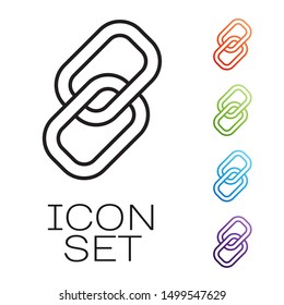 Black line Chain link icon isolated on white background. Link single. Hyperlink chain symbol. Set icons colorful. Vector Illustration