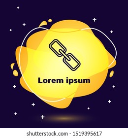 Black line Chain link icon isolated on dark blue background. Link single. Hyperlink chain symbol. Abstract banner with liquid shapes. Vector Illustration