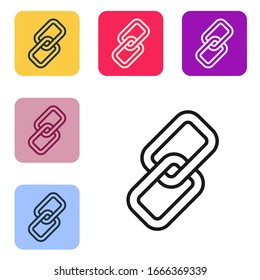 Symbol für die Kette, schwarz, einzeln auf weißem Hintergrund. Link Single. Die Symbole werden in den Tasten für das Farbquadrat eingestellt. Vektorillustration-Illustration