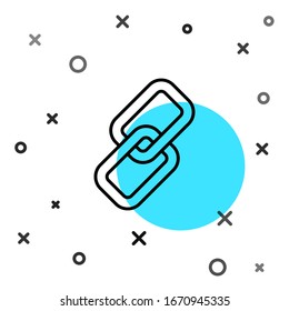 Icono de enlace de la cadena de línea negra aislado en fondo blanco. Vincular único. Formas dinámicas aleatorias. Ilustración vectorial