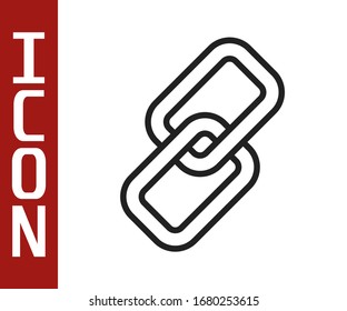 Black line Chain link icon isolated on white background. Link single.  Vector Illustration