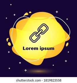 Black line Chain link icon isolated on blue background. Link single. Hyperlink chain symbol. Abstract banner with liquid shapes. Vector Illustration