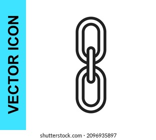 Icono de enlace de la cadena de línea negra aislado en fondo blanco. Vínculo único. Símbolo de cadena de hipervínculo.  Vector