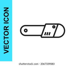 Black line Chainsaw icon isolated on white background.  Vector