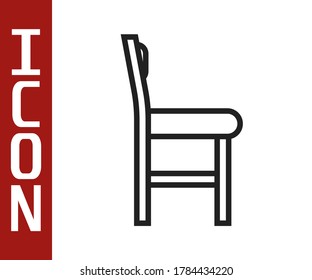 Black line Chair icon isolated on white background.  Vector Illustration