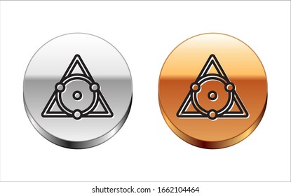Schwarze Seiltafel mit funktionsmathematischem Symbol einzeln auf weißem Hintergrund. Schulschild Silbergoldknöpfe. Vektorillustration-Illustration
