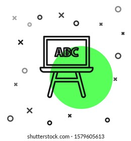Black line Chalkboard icon isolated on white background. School Blackboard sign.  Vector Illustration
