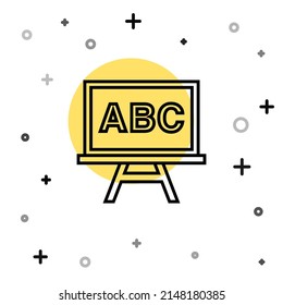 Black line Chalkboard icon isolated on white background. School Blackboard sign. Random dynamic shapes. Vector