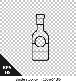 Black line Champagne bottle icon isolated on transparent background.  Vector Illustration
