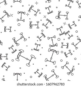 Black line Chassis car icon isolated seamless pattern on white background.  Vector Illustration