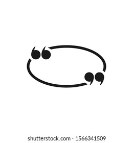 black line chat speech bubble with  quote marks isolated on white background. Vector flat icon. Tint, hint, quote, citation. Conclusion,  communication, education picture. Help window.