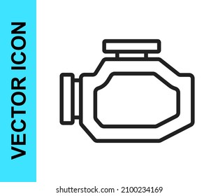 Black line Check engine icon isolated on white background.  Vector