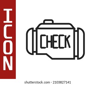 Icono del motor de verificación de línea negra aislado en fondo blanco.  Vector