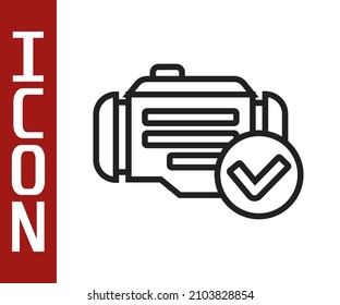 Black line Check engine icon isolated on white background.  Vector